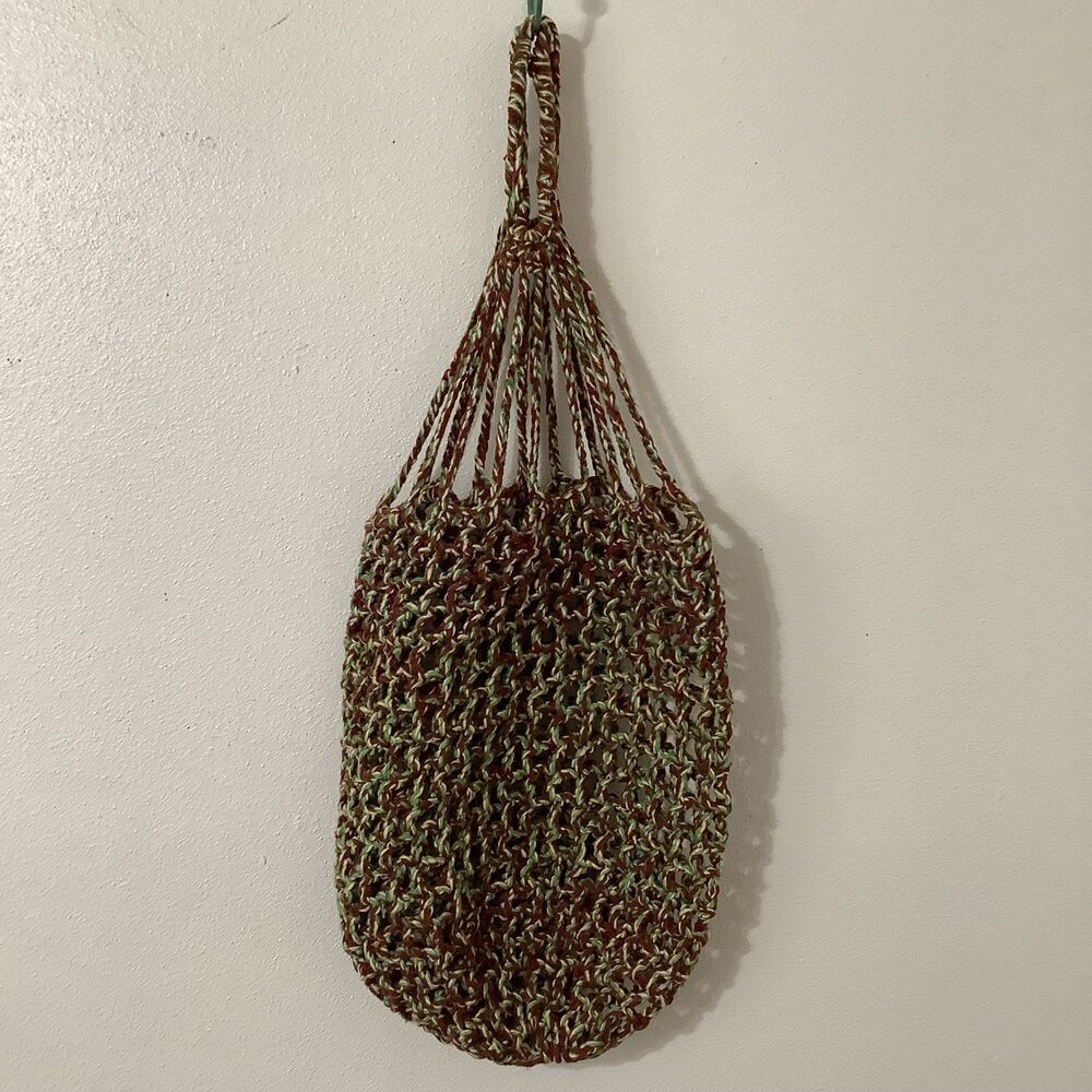 Vintage Handmade Green Crochet Fairy Grunge‎ Goblincore Cottagecore Hobbit Bag